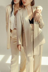 Long Shawl Satin Blazer