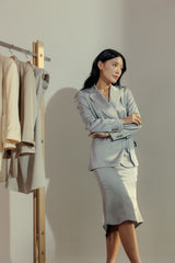 Asymmetrical Satin Midi Skirt