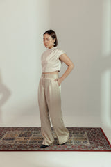 Satin Pleated Trousers