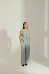 Pinstripe Pleated Trousers