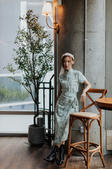 Milky Mint Hinagiku Cheongsam Short-Sleeved Top