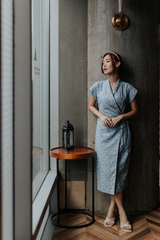 Sky Blue Hinagiku Oriental Wrap Dress