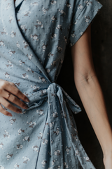 Sky Blue Hinagiku Oriental Wrap Dress