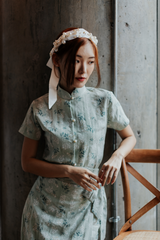 Milky Mint Hinagiku Cheongsam Short-Sleeved Top