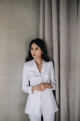 Lenice Notch Lapel Work Jacket - White