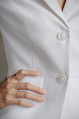 Lenice Notch Lapel Work Jacket - White