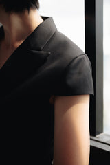 Airin Double Breasted Short Sleeve Jacket - Black