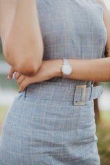 Shan Linen Mermaid Skirt - Sky Plaid