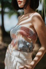 Jasmine Casual Cotton Bandeau Top - Warm Coral