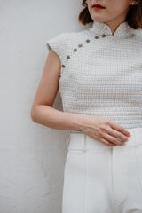 Lyn Flare Wool Relaxed Pants - Frost White