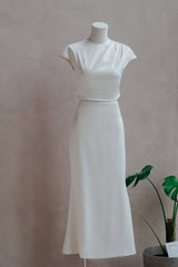 [BO] Satin Cap Sleeves Cropped Top