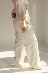 Pinstripe Pleated Trousers