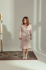 Satin Peak Lapel Belted Blazer