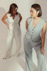 Pinstripe Pleated Trousers