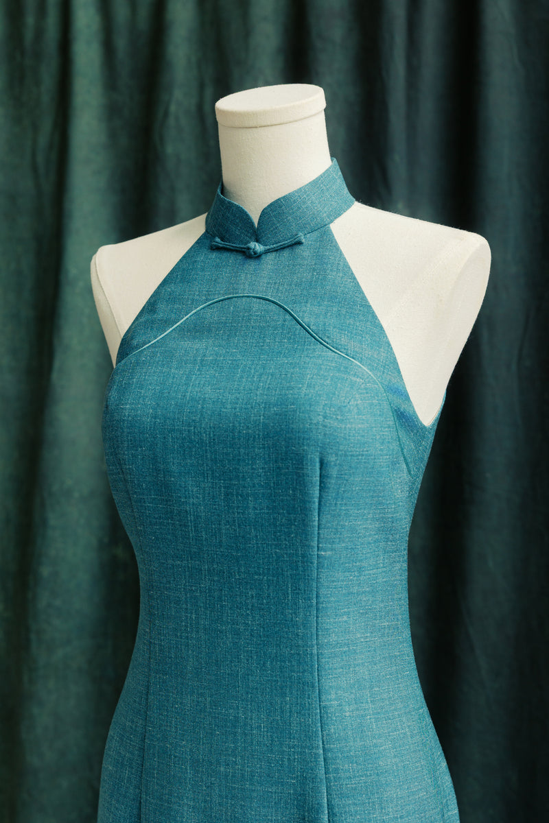 Summertime Bespoke Cheongsam in Aqua