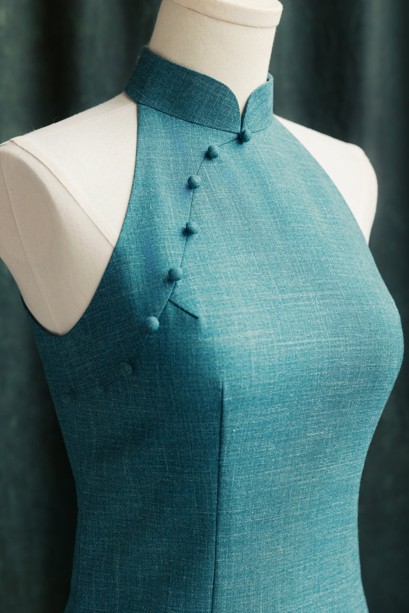 Summertime Bespoke Cheongsam in Aqua