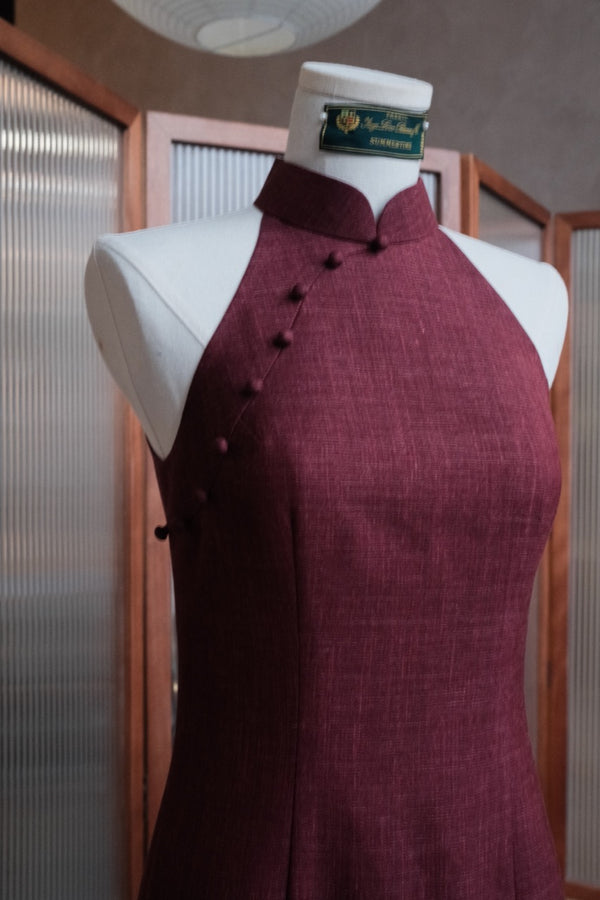 Summertime Loro Piana Bespoke Cheongsam in Sangria