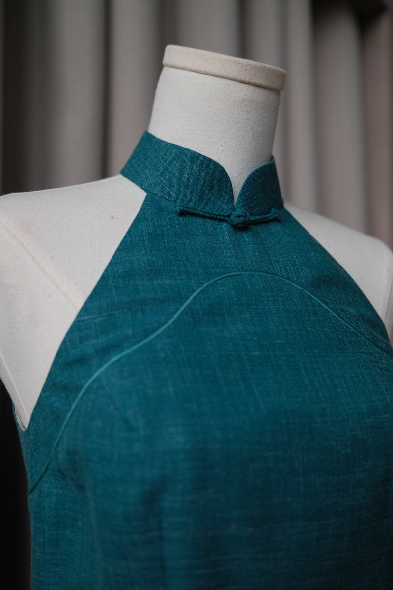 Summertime Loro Piana Bespoke Cheongsam in Aqua