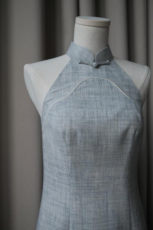 Summertime Loro Piana Bespoke Cheongsam in Mist