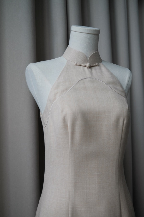 Summertime Loro Piana Bespoke Cheongsam in Crème