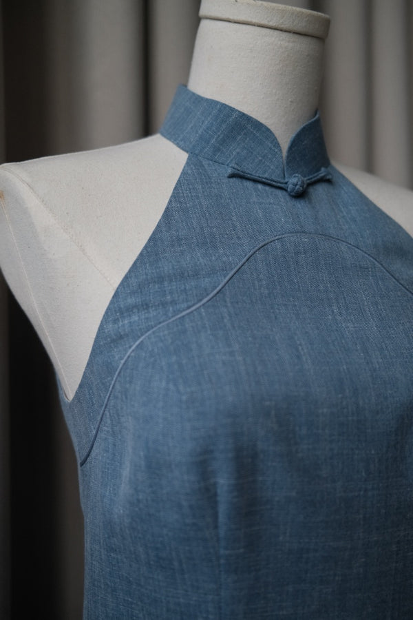 Summertime Loro Piana Bespoke Cheongsam in Moonstone