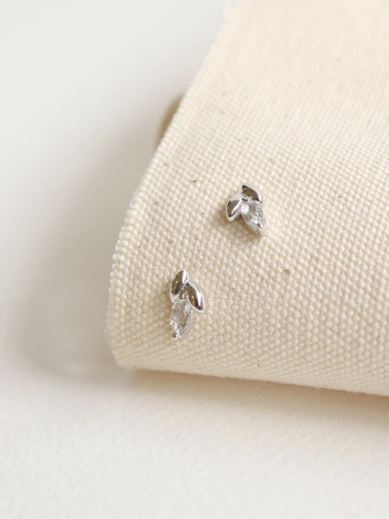 Laura Ear Studs - White Topaz (Silver)