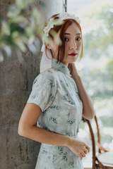 Milky Mint Hinagiku Cheongsam Short-Sleeved Top