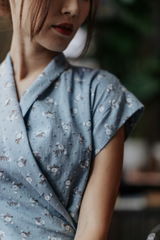 Sky Blue Hinagiku Oriental Wrap Dress