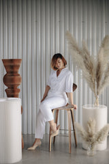 Phillane Mandarin Collar Top - White