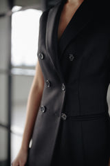 Airin Double Breasted Short Sleeve Jacket - Black