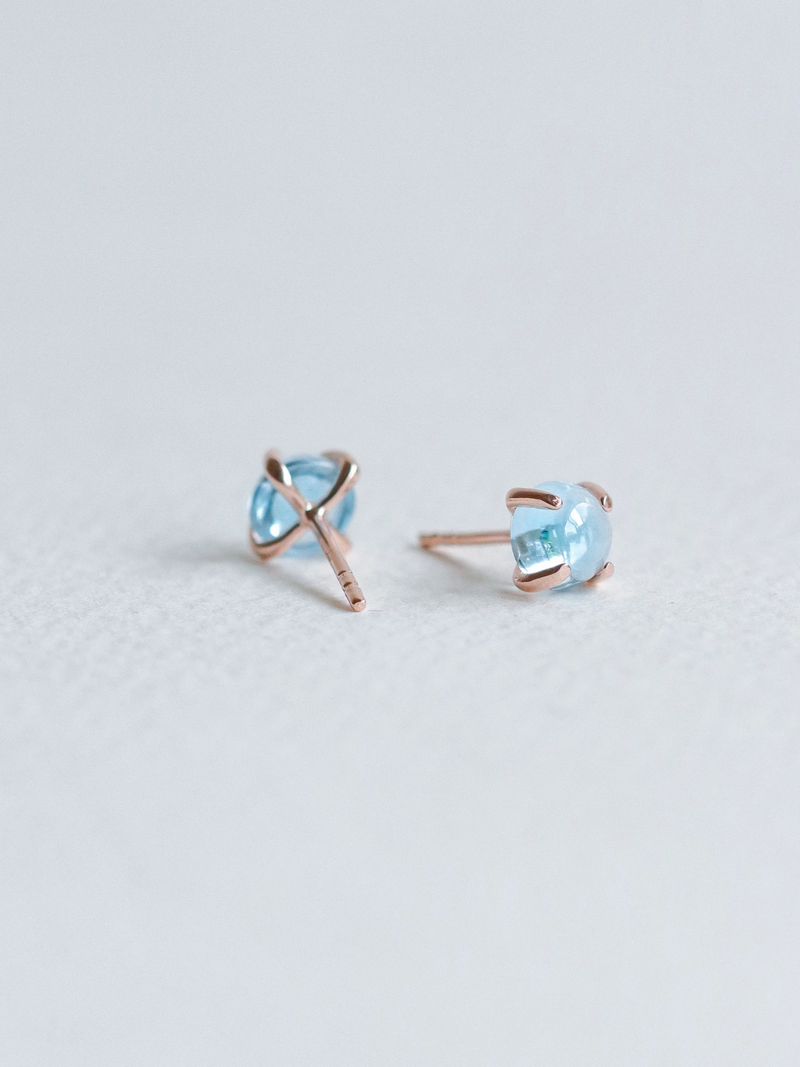 Basic Ear Studs - Blue Topaz (Rose Gold)