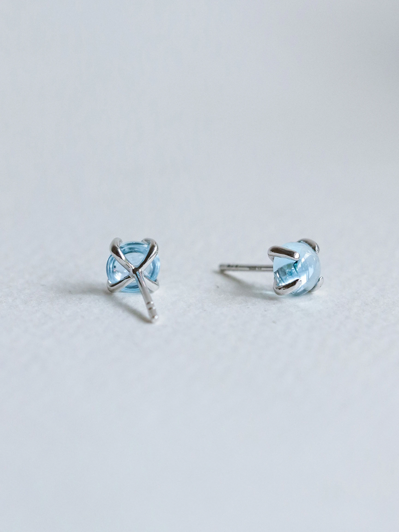 Basic Ear Studs - Blue Topaz (Silver)