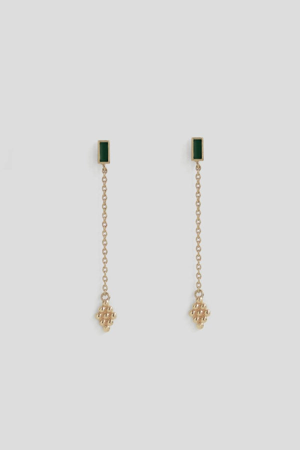 Ollie Drop Earrings - Forest Green (Champagne Gold)
