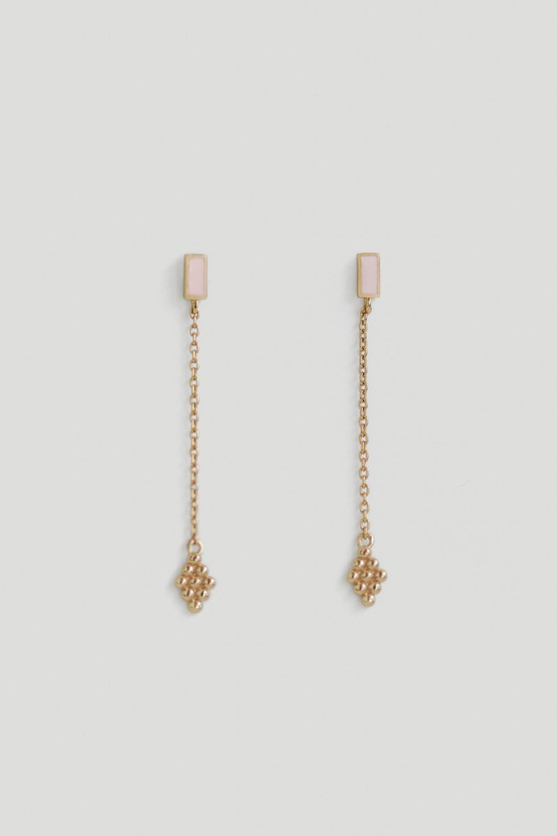 Ollie Drop Earrings - Baby Pink (Champagne Gold)