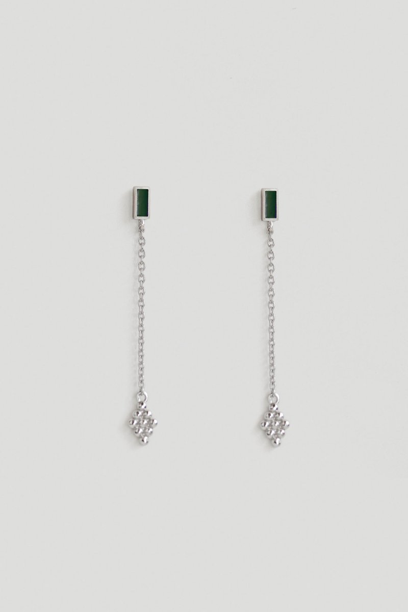 Ollie Drop Earrings - Forest Green (Silver)