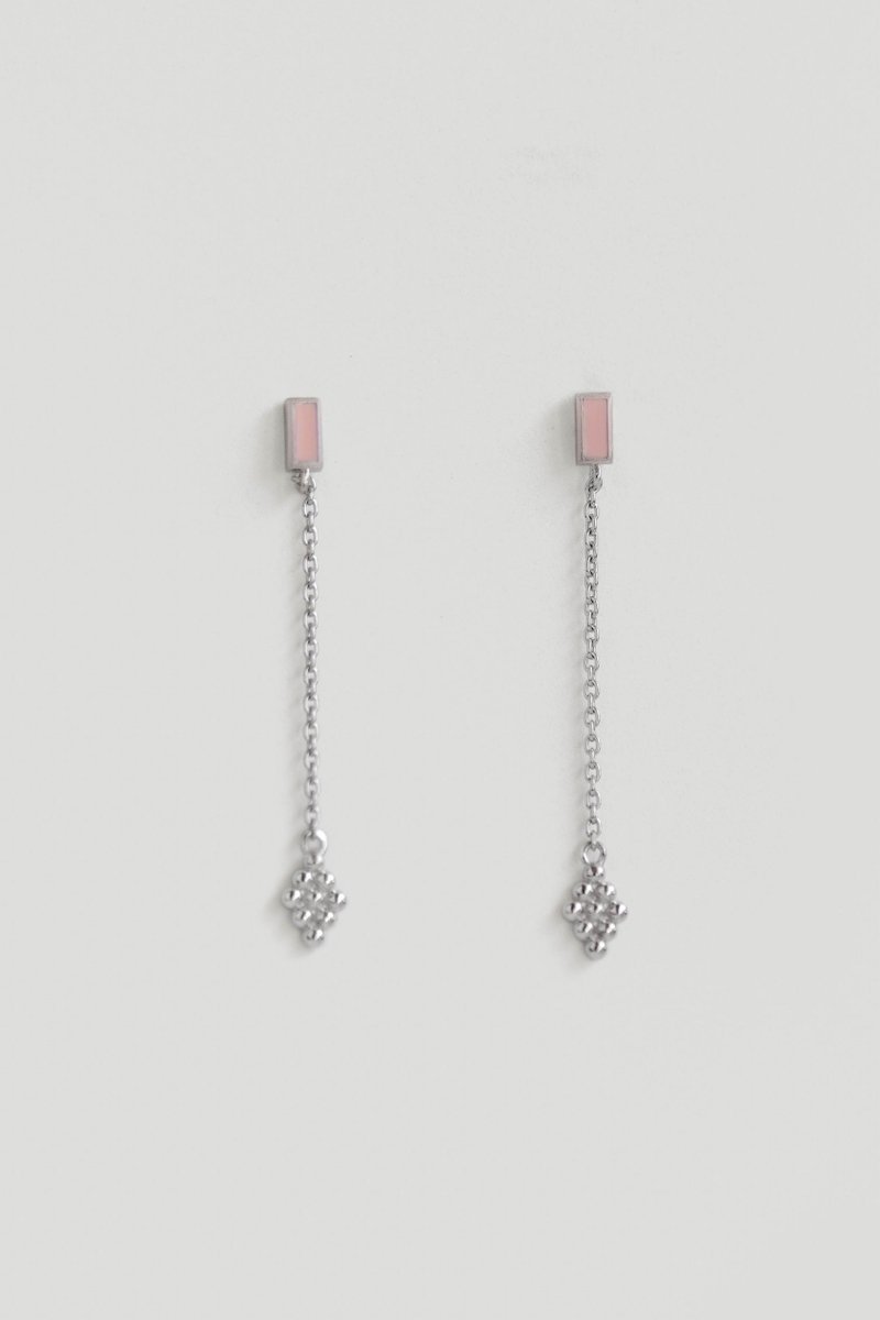 Ollie Drop Earrings - Baby Pink (Silver)
