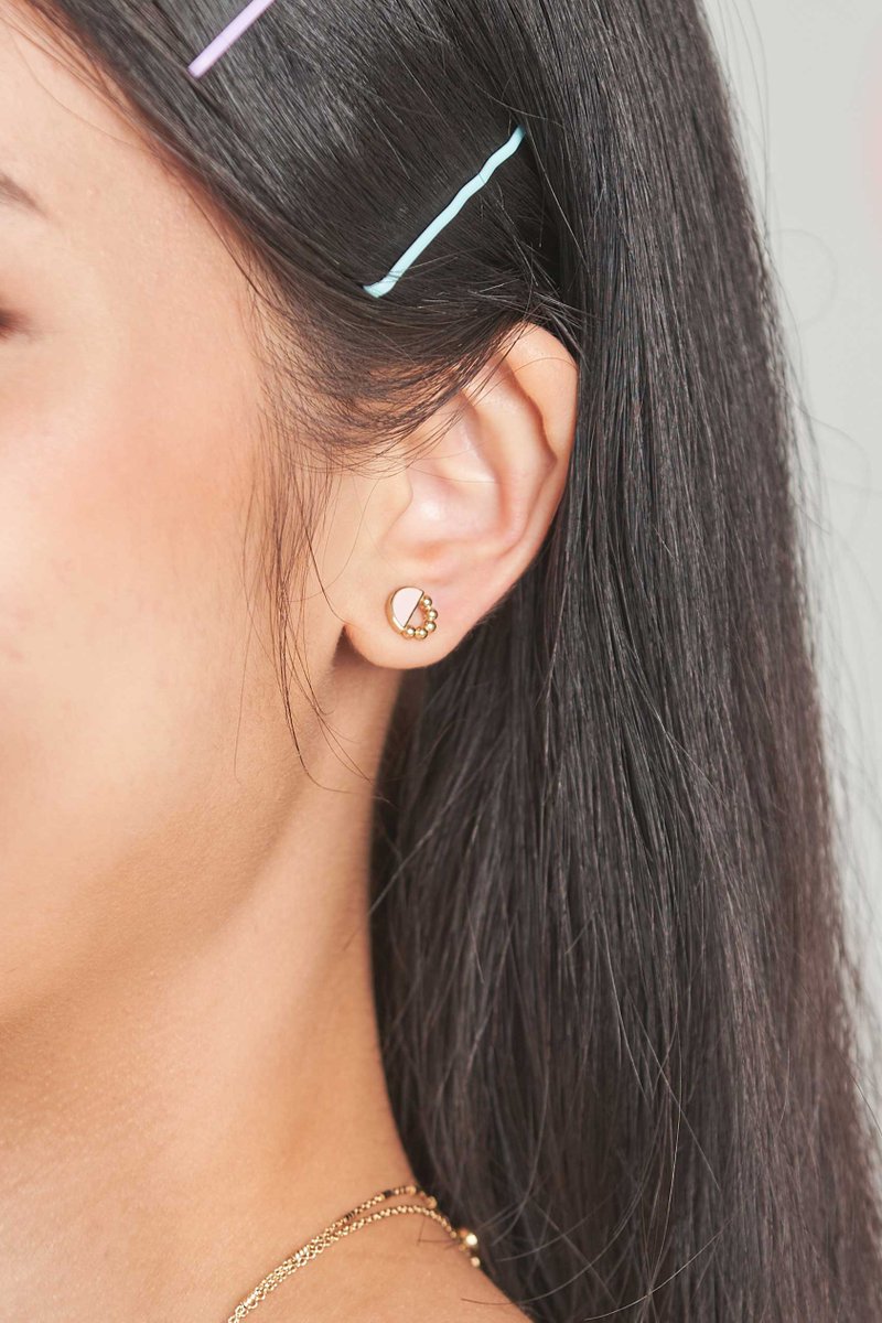 Ophelia Ear Studs - Baby Pink (Champagne Gold)