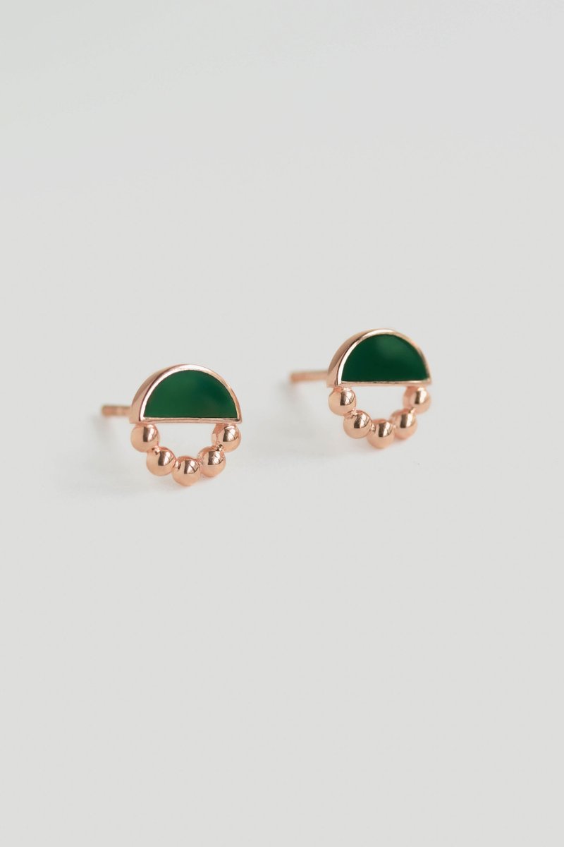 Ophelia Ear Studs - Forest Green (Rose Gold)