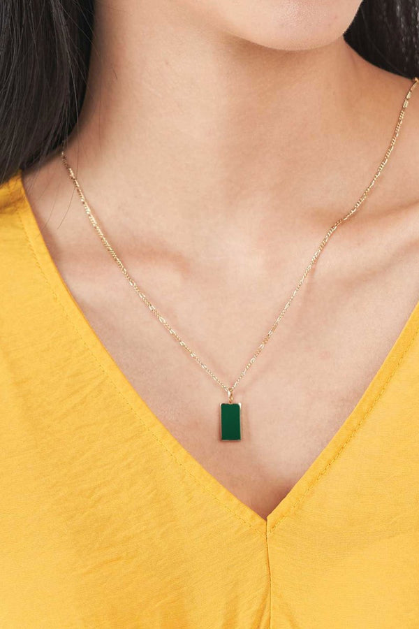 Ollie Necklace - Forest Green (Champagne Gold)