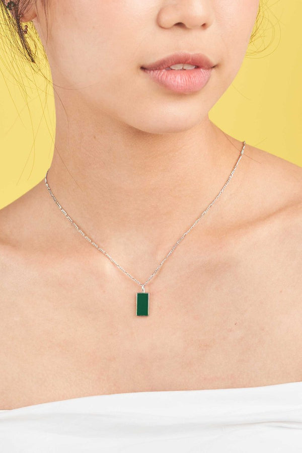 Ollie Necklace - Forest Green (Silver)