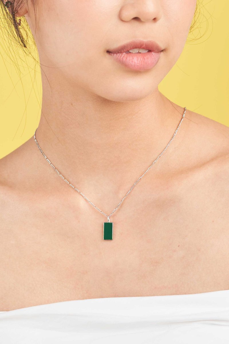 Ollie Necklace - Forest Green (Silver)