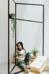 Hanzhi Linen Tie Front Top - Dark Forest