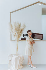 Lang Moi Linen Casual Wrap Dress - Sand