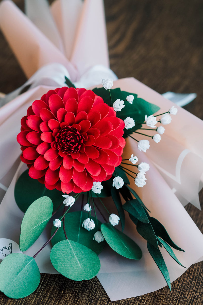 Pompon Dahlias Paper Flower Bouquet