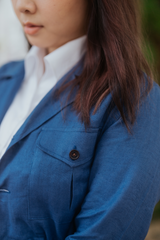 Custom Linen Safari Shacket - Royal Blue