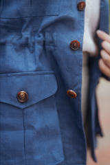 Custom Linen Safari Shacket - Royal Blue