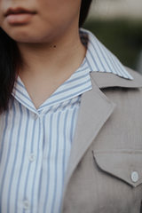 Custom Linen Safari Shacket - Cadet Grey