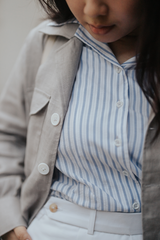 Custom Linen Safari Shacket - Cadet Grey