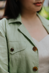 Custom Linen Safari Shacket - Mint