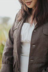 Custom Linen Safari Shacket - Espresso Brown